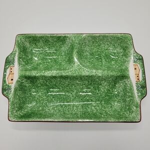 The Cellar Log Cabin 3 Section Rectangular Ceramic Serving Platter Vintage 1998